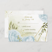 青かわいらし花緑葉植物 出欠カード (正面/裏面)