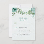 青かわいらし花緑葉植物 出欠カード (正面)