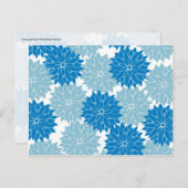 青かわいらし花花花花柄プリント ポストカード (正面/裏面)