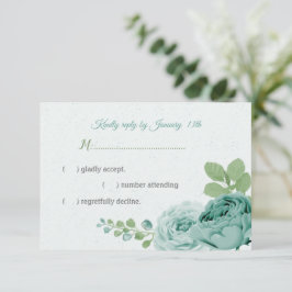 青かわいらし花葉緑 出欠カード