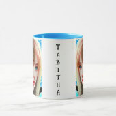 青かわいらし蝶の女パーソナライズされた性 マグカップ (中央)