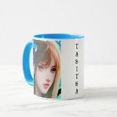 青かわいらし蝶の女パーソナライズされた性 マグカップ (正面左)