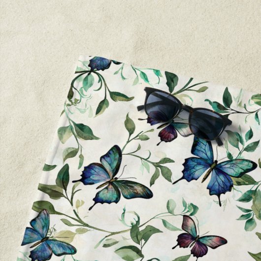 青かわいらし蝶 ビーチタオル (インサイチュ)