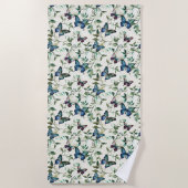 青かわいらし蝶 ビーチタオル (正面)