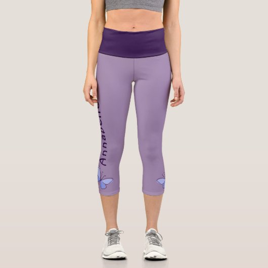 青かわいらし蝶 – 名前 – Violet カプリレギンス (正面)