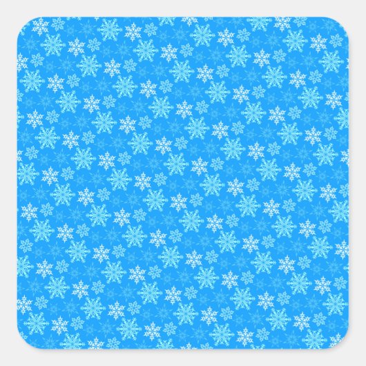 青かわいらし雪片の背景 スクエアシール (正面)