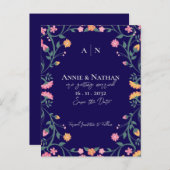 青かわいらし黄ピンクフローラフレ結婚ーム 案内ポストカード (正面/裏面)