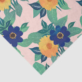 青かわいらし黄フローラと葉ピンクデザイン 薄葉紙 (詳細)