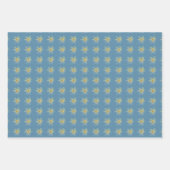 青かわいらし黄フローラ赤ちゃんシャワー ラッピングペーパーシート (正面3)