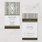 青かブラウンのストライプなはさみ 予約カード (正面/裏面)