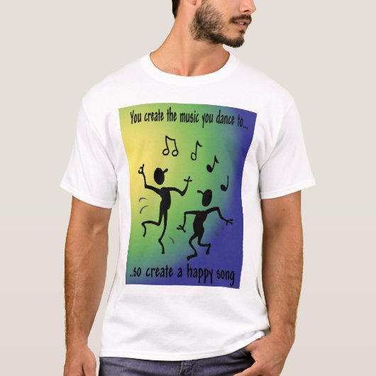 青か緑幸せな音楽 Tシャツ (正面)