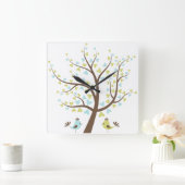 青か緑愛木の男の子の子供部屋 スクエア壁時計 (ホーム)