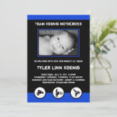 青か黒いモトクロスの土のバイクの誕生の発表 案内状 (スタンド正面)