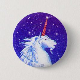 青が付いているユニコーンの頭部 缶バッジ