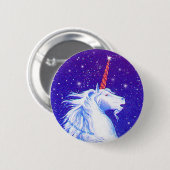 青が付いているユニコーンの頭部 缶バッジ (正面&裏面)