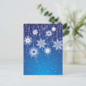 青きらめくい上のダングリングスノーフレーク ポストカード (スタンド正面)