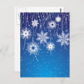 青きらめくい上のダングリングスノーフレーク ポストカード (正面/裏面)