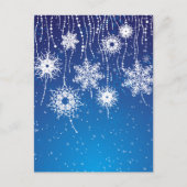 青きらめくい上のダングリングスノーフレーク ポストカード (正面)