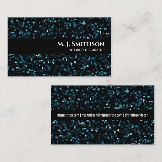 青きらめくグリッター 名刺 (正面/裏面)