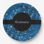 青きらめくモザイクパターン紙プレート ペーパープレート (正面)