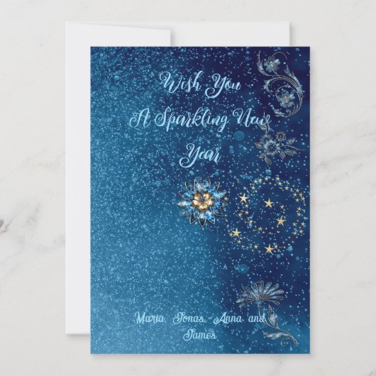 青きらめく新年グリッター応援スターズフローラ シーズンカード (正面)