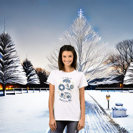 青きらめく新年グリッター応援スターズフローラ Tシャツ