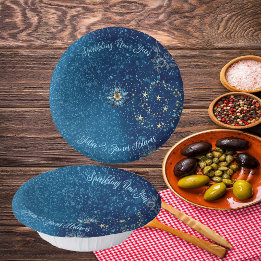 青きらめく新年グリッター星フローラパーティー ペーパーボウル