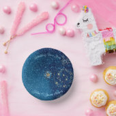 青きらめく新年グリッター星フローラパーティー ペーパーボウル (パーティー)