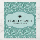 青きらめく緑グリッター – 卒業式 ワインラベル (シングルラベル)