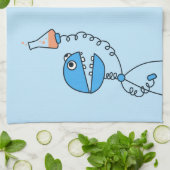 青くおもしろいな漫画のロボット化学 キッチンタオル (折り畳み)