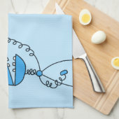 青くおもしろいな漫画のロボット化学 キッチンタオル (四つ折り)