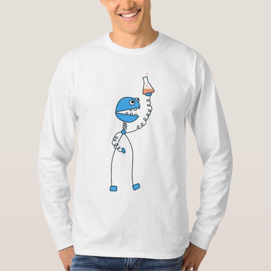 青くおもしろいな漫画のロボット化学 Tシャツ (正面)