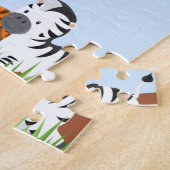 青くかわいいジャングルのベビー動物のパズル ジグソーパズル (側面)