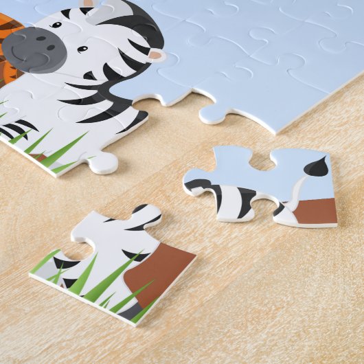 青くかわいいジャングルのベビー動物のパズル ジグソーパズル (側面)