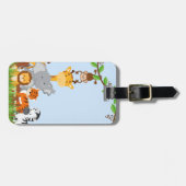 青くかわいいジャングルのベビー動物の荷物のラベル ラゲッジタグ (正面横)