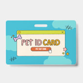 青くてカラフルな犬のIDカード（QRコードと写真付き） バッジ (正面)