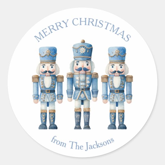 青くるみ割り人形メリークリスマス ラウンドシール (正面)