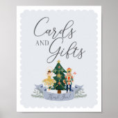 青くるみ割り赤ちゃんシャワーカードとギフトのサイン ポスター (正面)