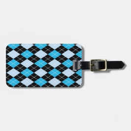 青くアーガイル柄のでカスタムな荷物のラベル ラゲッジタグ