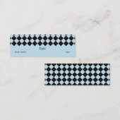 青くアーガイル柄ので細い名刺 スキニー名刺 (正面/裏面)