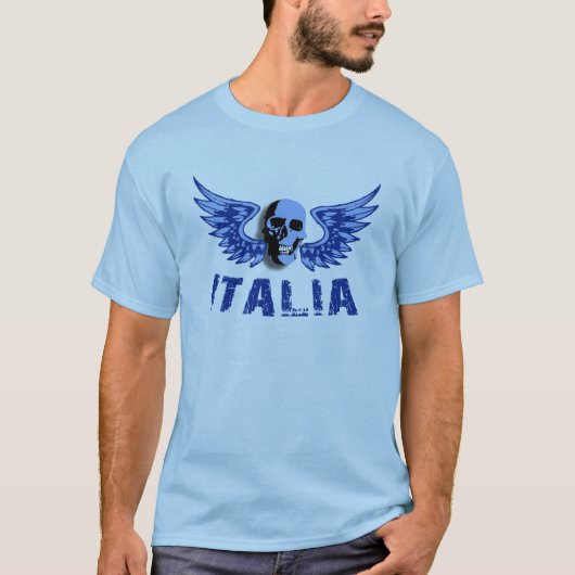 青くイタリアンなスカルメンズTシャツ Tシャツ (正面)