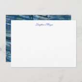 青くイタリアンな大理石のメッセージカード ノートカード (正面/裏面)