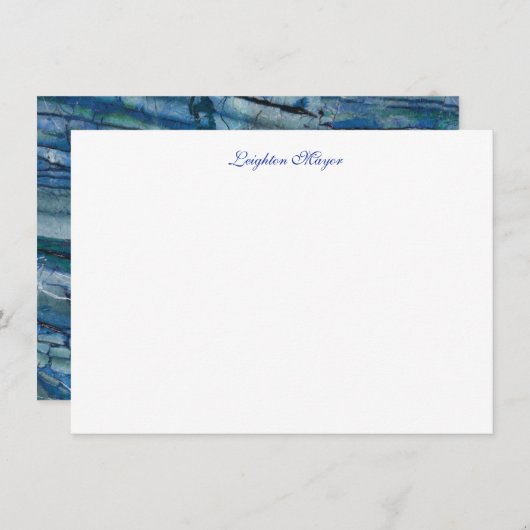 青くイタリアンな大理石のメッセージカード ノートカード (正面/裏面)