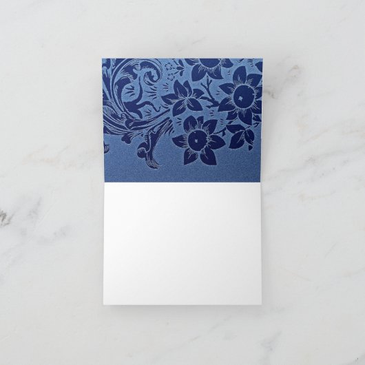 青くエレガントなノートまたは挨拶状ありがとう サンキューカード (内部)