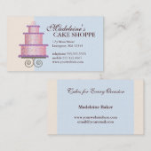 青くカスタムなベーカリーの名刺のエレガントなケーキ 名刺 (正面/裏面)