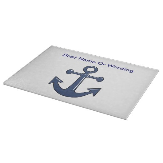 青くカスタムな言葉遣いまたは船の名前のボートのいかり カッティングボード (角)