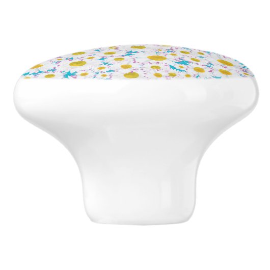 青くカスタムな陶磁器の引出しのノブのDitzyデイジー セラミックノブ (側面)