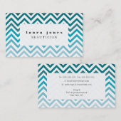 青くグラデーションなシェブロンの美容師のファッションのテンプレート 名刺 (正面/裏面)