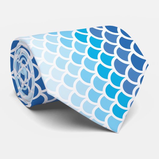 青くグラデーションな人魚のスケール ネクタイ (ロール)