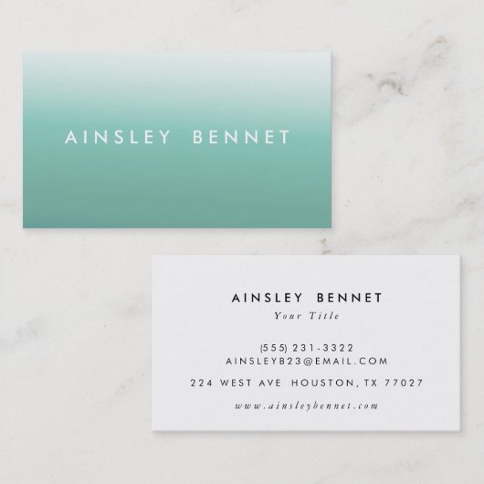 青くグラデーションな水彩画の名刺 名刺 (正面/裏面)